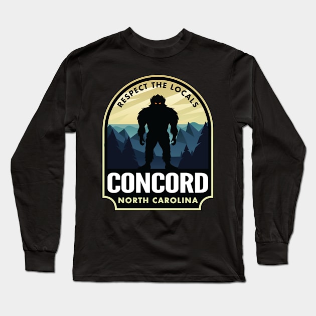 Concord North Carolina Bigfoot Sasquatch Long Sleeve T-Shirt by HalpinDesign